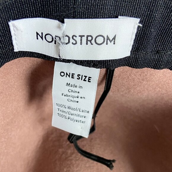 Nordstrom 100% Wool Felt Fedora Hat Rose Pink Adjustable Ribbon Felted Wide Brim - Picture 5 of 8